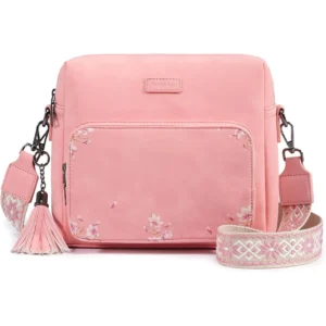 Pink Large Capacity Crossbody Bag Women Multi-pocket Casual Shoulder Bag Daily Travel Outdoor Messenger Handbag