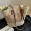 Women's Summer Straw Beach Bag Lightweight Summer Shoulder Bag for Beach Days Outdoor Travel Beach