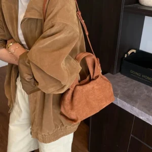 Designer Frosted Mini Handbag Luxury Women's Faux Suede Top-Handle Bags Female Shoulder Crossbody Bags for Women Summer Style