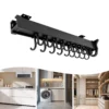 Black Pull-out Storage Rack,Wall-mounted Multifunctional Pull-out Organizer 18 Hooks for Store Pots,Cutting Boards