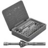 Magnetic Ratchet Screwdriver Set, Multi-functional Wrench Set with 180° Adjustable Handle S2 Bits and Socket Set