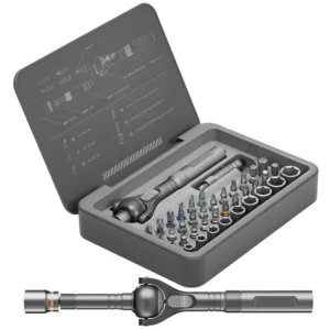 Magnetic Ratchet Screwdriver Set, Multi-functional Wrench Set with 180° Adjustable Handle S2 Bits and Socket Set