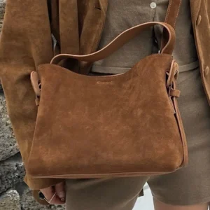Suede Cowhide fashion ladeis shoulder cross brown bags luxury designer women coffe handbags angola red