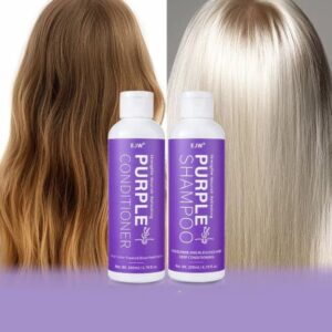 Purple Shampoo and Conditioner Set for Blonde, Gray - Color Treated Hair - Infused with Cocos Nucifera Oil for Curly and Damaged