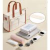 Pocket Large Crossbody Tote Bag with Laptop Compartment, Zipper Closure & 15-Pocket Organization - Heavy-Duty Nylon Bookbag
