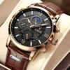 Mens Watches Luxury Leather Casual Quartz Watch Men's Sport Waterproof Clock Watch Relogio Masculino+Box