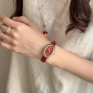 Elegant Oval Dial Women Watch Casual Leather Band Analog Quartz Watches Female Wristwatch Clock Reloj De Mujer