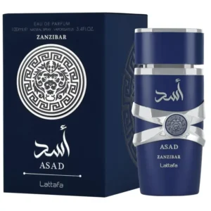 Lattafa Asad Zanzibar Eau De Toilette for Men Fresh Spicy Vanilla Coconut Long Lasting Fragrance Bottle