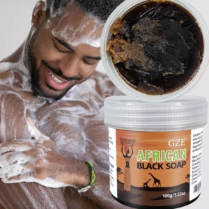 African Black Soap Face, Hair, and Body Cleanser - Deeply Cleanses and Moisturizes Skin and Hair, Natural Ingredients