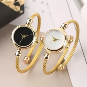 Simple Women Watches Stainless Steel Retro Ladies Quartz Wristwatch Small Gold Bangle Bracelet Luxury Chain Watch