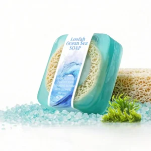 Sea Salt Loofah Soap Whitening Handmade Soap Face Body Wash Bar Loofah Soap Handmade Body & Facial Cleansing Bar