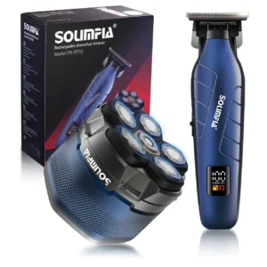 Solimpia Head Shaver Hair Trimmer Kit Waterproof Magnetic 6D Floating Shaver with LED Display Type-C Rechargeable for Men