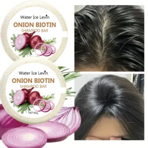 Onion & Biotin Shampoo Bar Suitable for All Hair Types, Moisturizing and Smoothing, Rich in Rosemary Extract