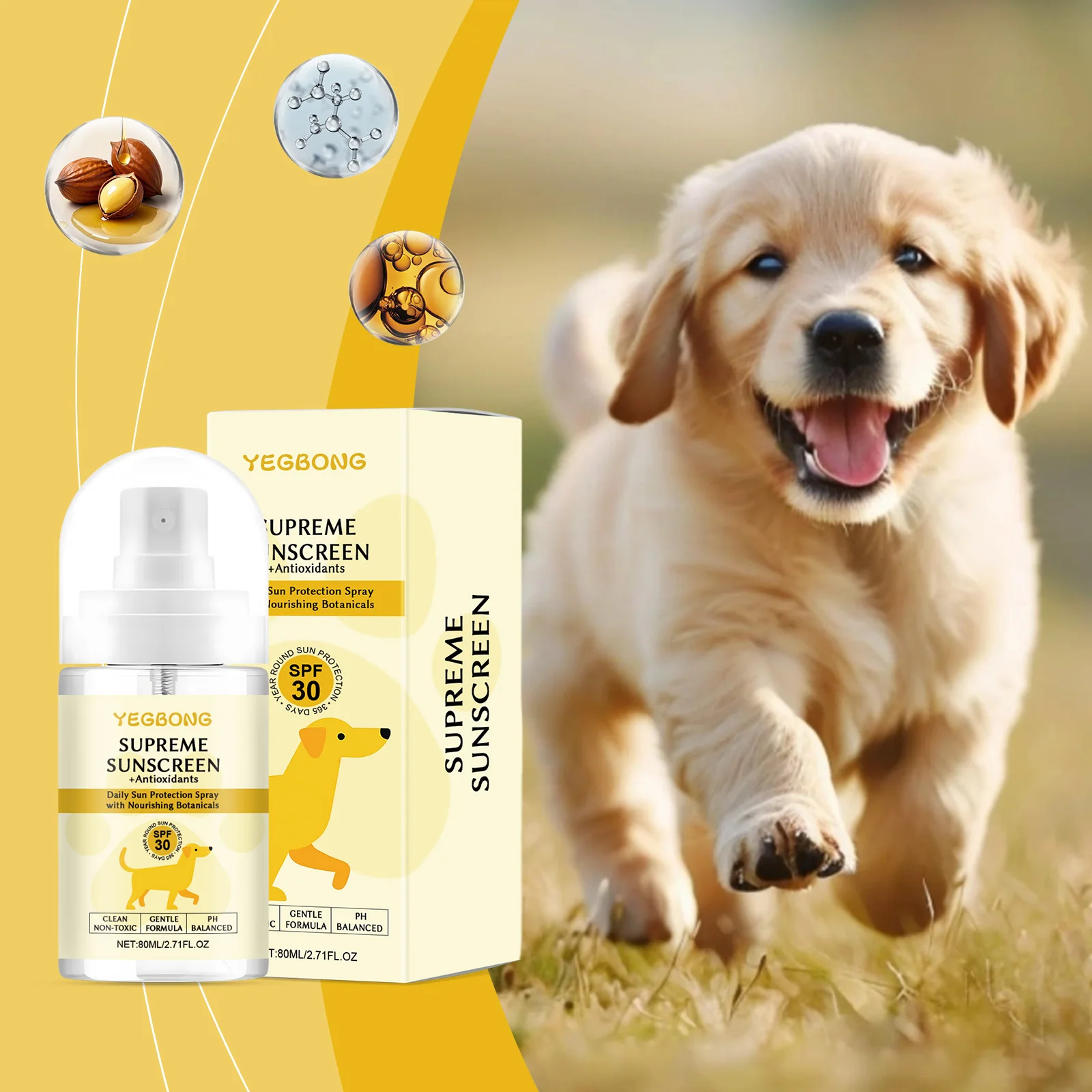 Dog Sunscreen Spray Enhance Skin Resistance Prevent UV Damage Waterproof Non-irritating Gentle Formula Sunscreen Care Pet Spray