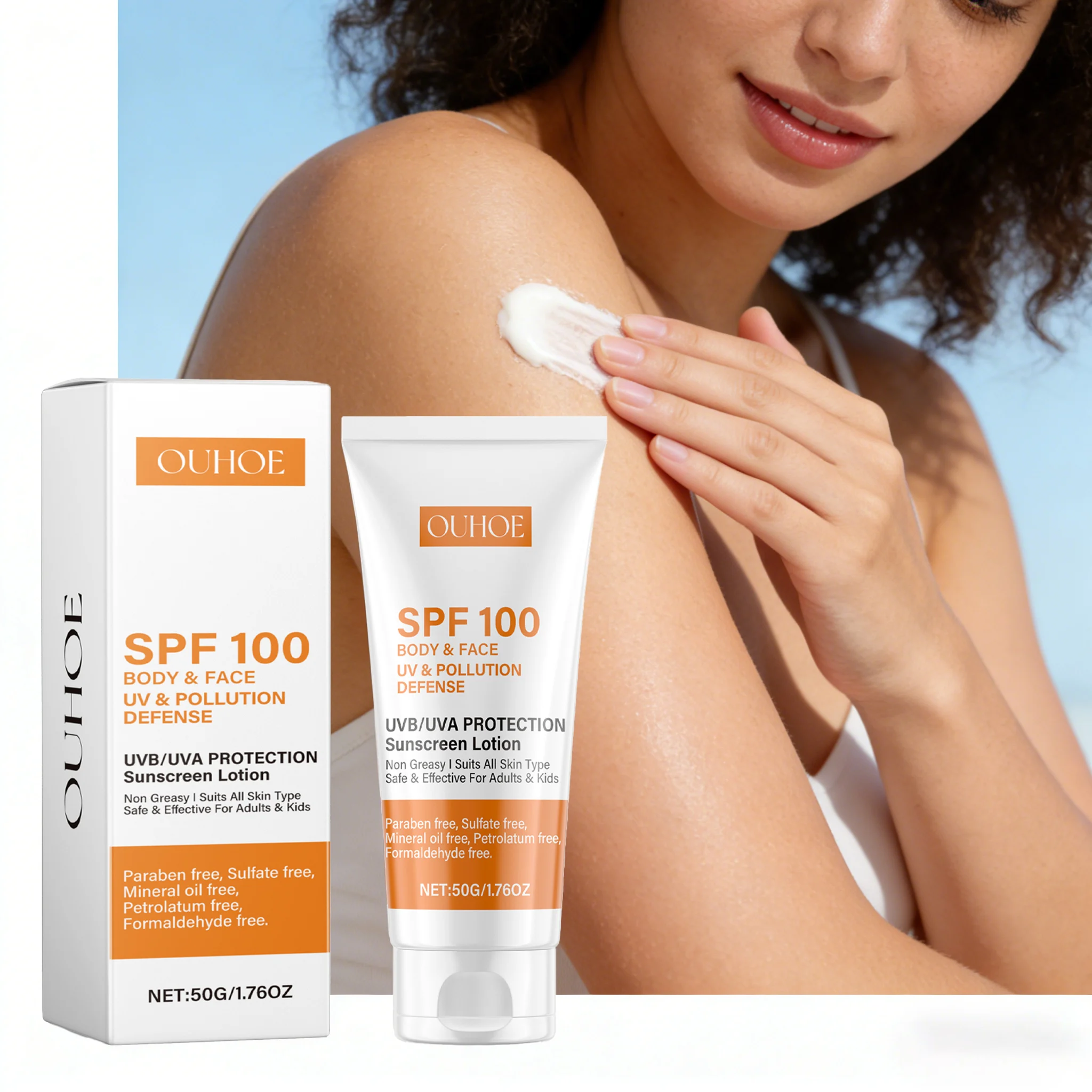 Body Sunblock Cream Gentle Moisturizing UV Protection Refreshing Oil Control Glowing Non-sticky Soothing Sunscreen Cream