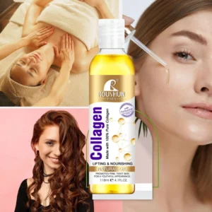 Collagen Face Serum Oil Body Massage Oil Nourish Natural Body Oil,Moisturize Skin&Hair Essence,Smooth Skin,Firming Massage&Hair Care