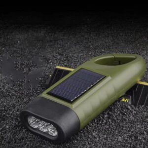 Solar Hand Crank Emergency Flashlight Multi-Function LED Outdoor Camping Power Torch