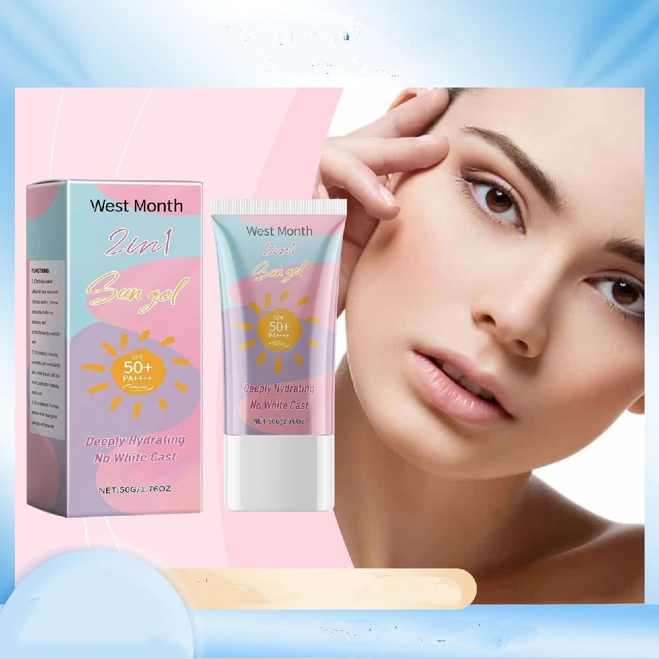 Resist Gel Broad Spectrum Anti Sunlight Sunburn High Sun Protection Hydrating Long Lasting Outdoor Sport SPF50 Sunscreen