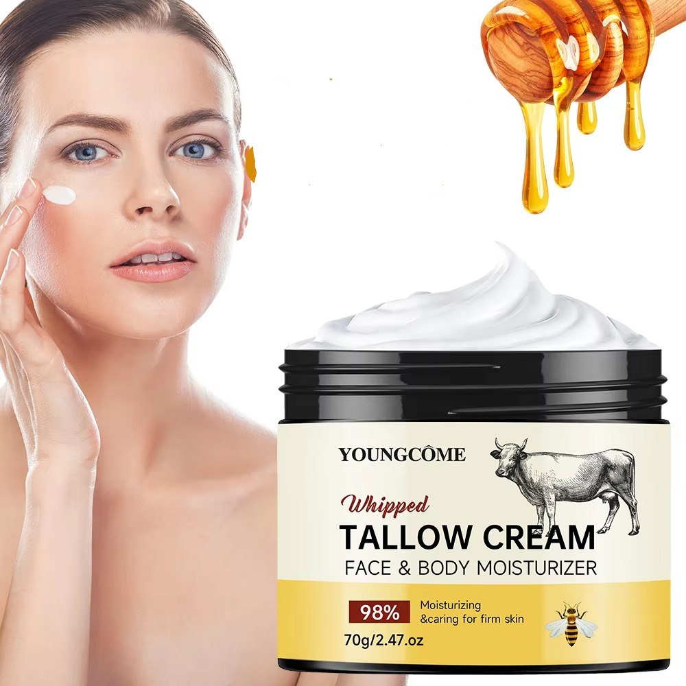 Beef Tallow Paste Deeply Moisturizer Honey Balm Brightening Wrinkle Remover Grass Fed Tallow Wild Honey Face Body Cream Skin