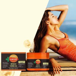 Carrot Tanning Gel Intensive Bronze Glow Body Cream Fast Acting Self Tanner Hydrating Sunbed Cream for Natural Sunkissed Skin