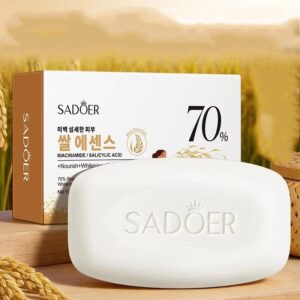 Rice Soap With Rice Extract, Salicylic Acid, Deep Cleansing, Niacinamide, Whitening, Purifying, And Nourishing Properties.