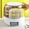 360° Rotating 6-grid Grain Dispenser, One-touch Output Storage Container For Rice Grain Sealing And Moisture-proof Organizer