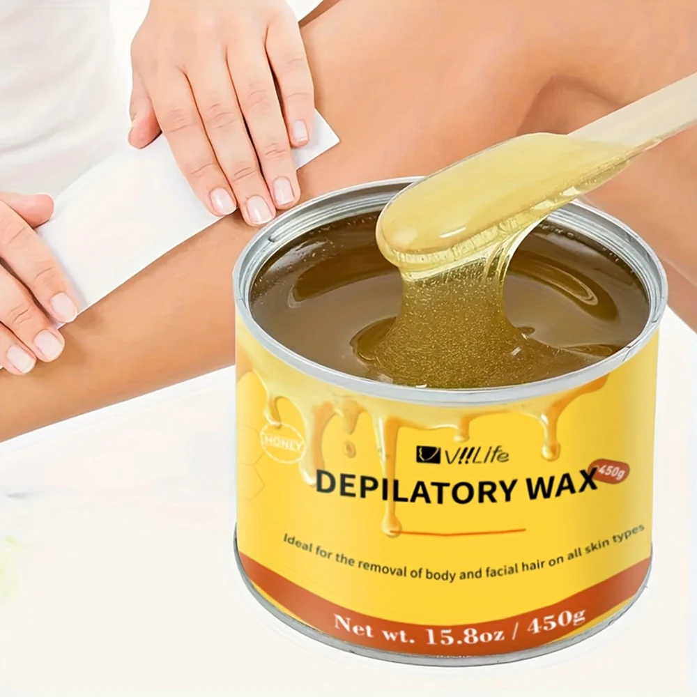 Honey Depilatory Wax for Hair Removal Gentle Adhesion Easy Application Suitable for All SkinTypes Gentle Depilation
