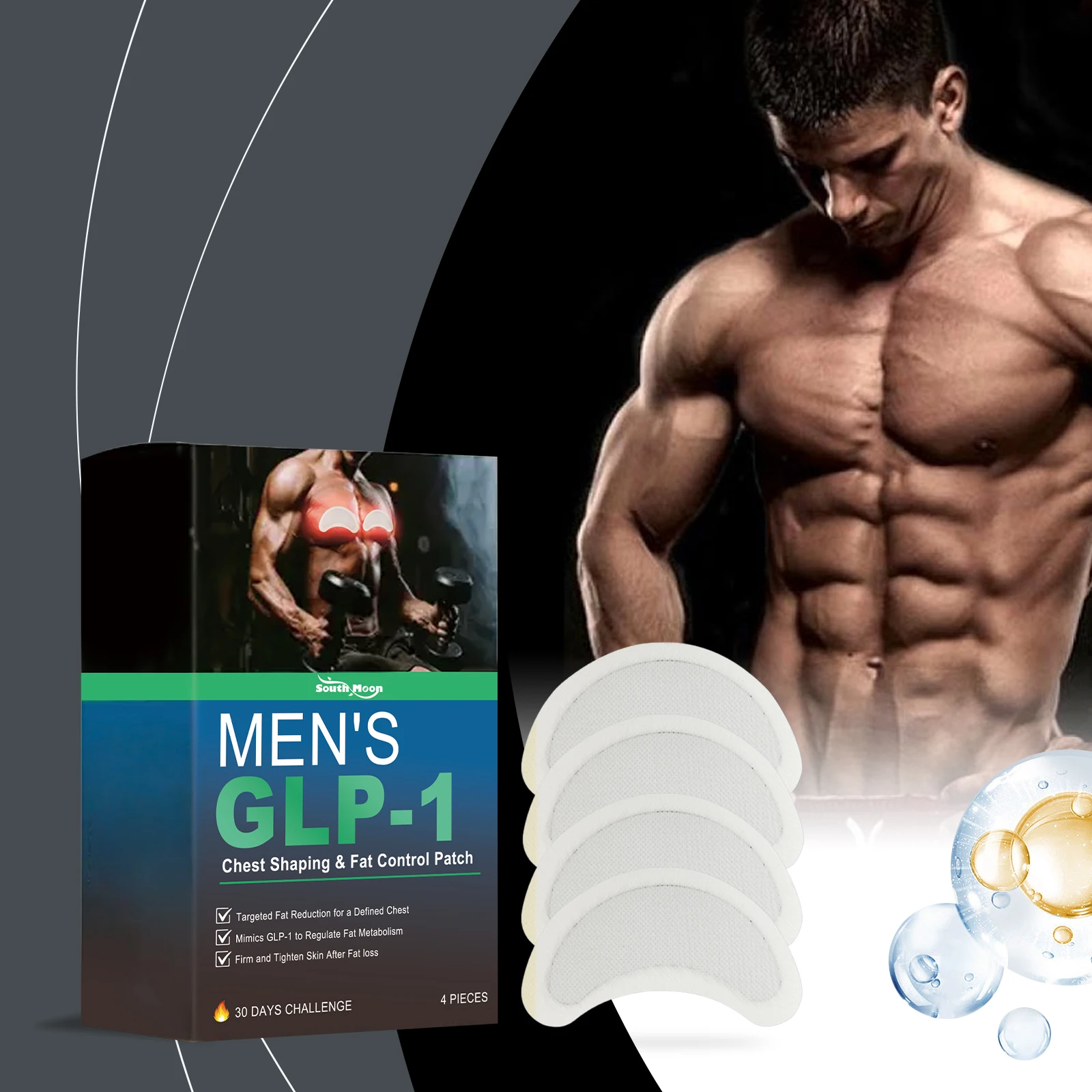 Men's Chest Contour Patch Lightweight & Breathable Adhesive Patch Self-Adhesive Chest Support Patch for Men