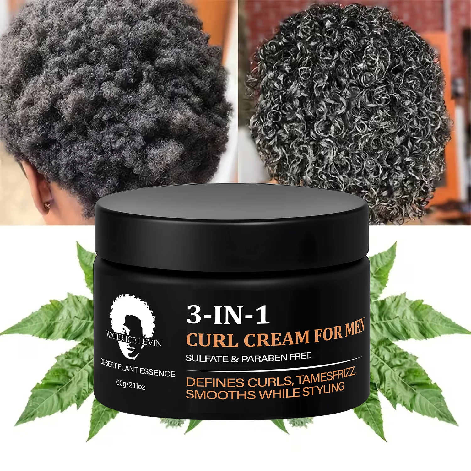 Curl Cream for Men, Sulfate & Paraben Free, Defines Curls & Tames Frizz, Smooth Styling Cream.