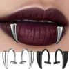Gothic Stainless Steel Fake Lip Piercing Ring – Sharp Teeth Inspired Punk Fashion Accessory Stainless Steel Non-Piercing Lip Ring Set