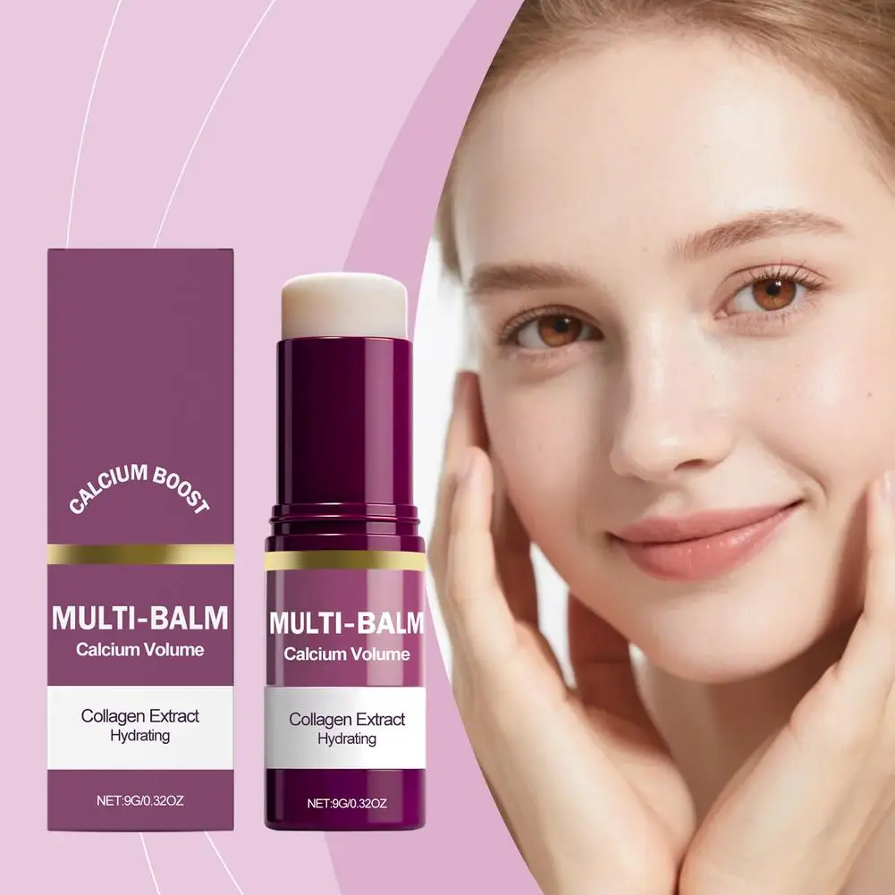 Calcium Volume Multi Balm Stick,Collagen Moisturing Stick Face Cream Anti Wrinkle Hydrating For Eyes Neck Face Skincare