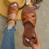 Summer Women's Flat Bottom Roman Strap Sandals with Non slip Rubber Soles Fashion Women's Shoes Breathable Summer Fashion