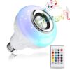 LED Light Bulb with Bluetooth Speaker Music Remote Control Color Changing RGB Lamp for Bedroom Party Decor
