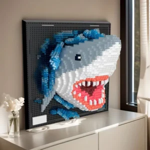 Creative Wall Art Frame Painting Featuring Sharks Eagles Parrots,DIY 3D Micro Animal Particle Building Block Toy,For Adults Gift