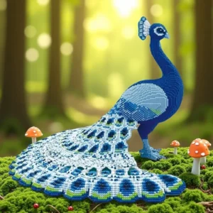 Blue Peacock Building Blocks, Party Games, DIY Crafts, Stress-Relief Blocks, Company Reception Desk, Living Room and Study Decorations, Holiday Gifts, Christmas Eve Gifts, Christmas