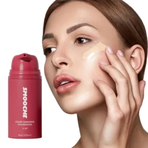 Color Changing Foundation  Even Skin Tone Long-Lasting Base, High Coverage Hide Blemishes & Fine Lines Natural Makeup