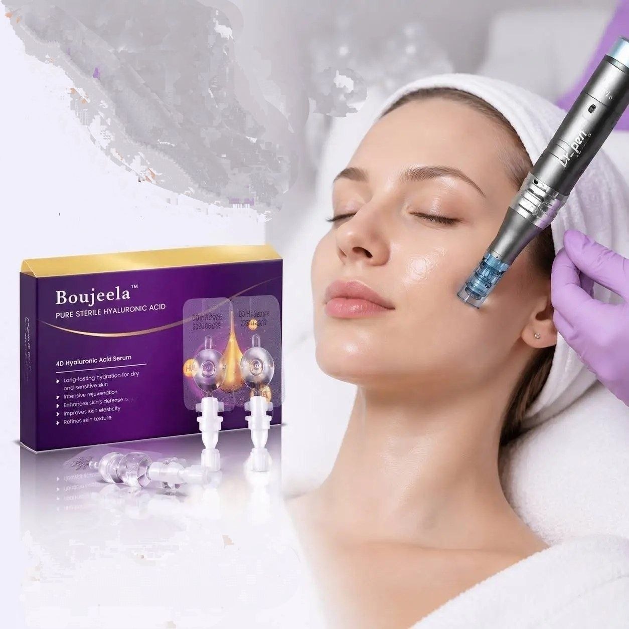 Microneedling Pen Hyaluronic Acid Serum Ampoule Individually Sealed Skin Hydration Set Professional-Style Skincare Hydration Essence