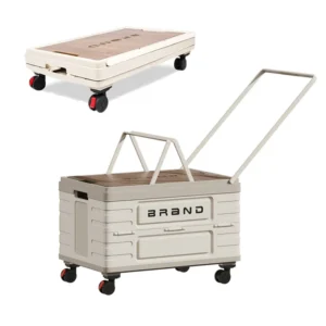 360° Rotating Foldable Storage Cart Heavy-Duty Mobile Organizer with 4 Silent Wheels, Multi-Functional CampingStorage