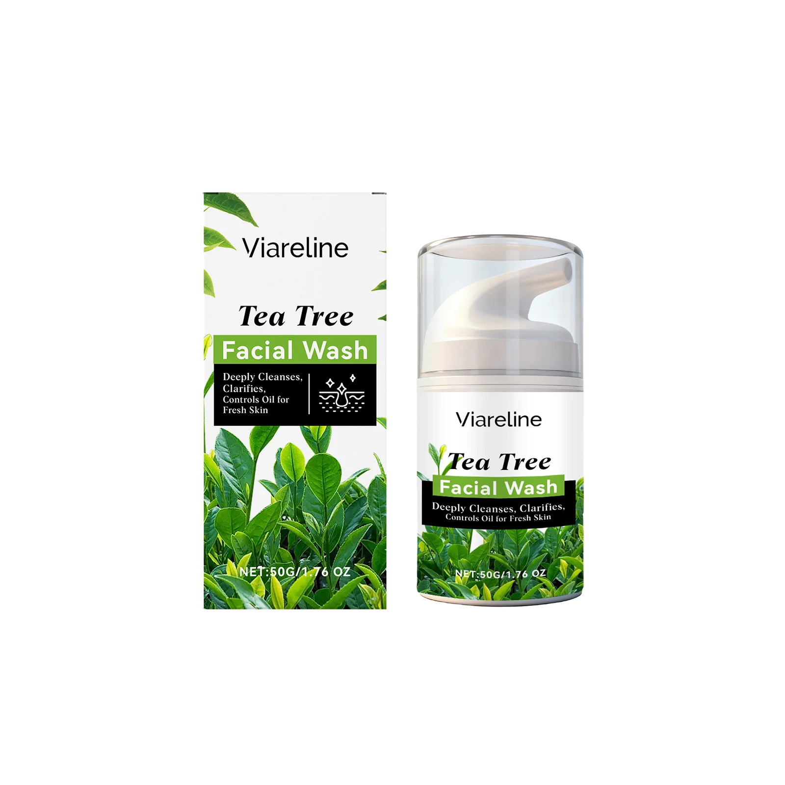 Tea Tree Cleanser Salicylic Acid Exfoliating Cleaning Anti Acne Blackhead Removal Shrink Pore Oil Control Soothing Face Wash Gel