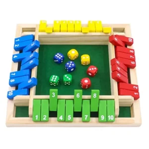 Parent-Child Flip Card Games Intellectual Educational Game Four Sided Box Dice Toys Games Shut Wooden Number Game Board Games