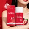 Strawberry Spf 50 Tinted Sunscreen for Face Anti UV Hydrating Even Skin Tone Oil Control Moisturizing Sunblock for Women Men