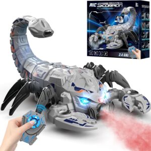 RC Mechanical Scorpion Remote Control Electric Animal Toy Scorpion Sound and Light Spray Model Toys for Boys Kids Birthday Gifts