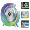 Portable Fan USB Rechargeable Fan LED 7 Colors Electric fan 180°Adjustable summer Camping fans Speeds mini Fan