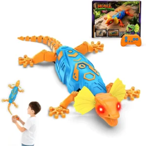 2.4G RC Wall Climbing Gecko Lizard Toy with LED Eyes Dual Mode Floor & Wall 360 Rotation Prank Gift for Kids Boys
