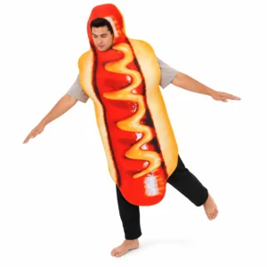 Adult Funny 3D Print Food Sausage Hot Dog Costumes Halloween Men Women Family One-Piece Costume Carnival Food Costume