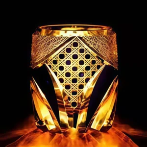 Amber Crystal Black Warrior Edo Kiriko Whisky Glass High End Hand Cut Brandy Snifter Whiskey Cup Wholesale Barware Stock Lot