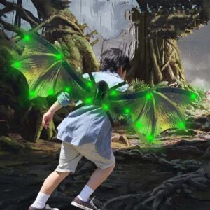 Electric Luminous Dinosaur Elf Wings Kids Toy, Glowing Wing Prop for Boys, Gift for Outdoor Party Festival Cosplay Holiday Decor